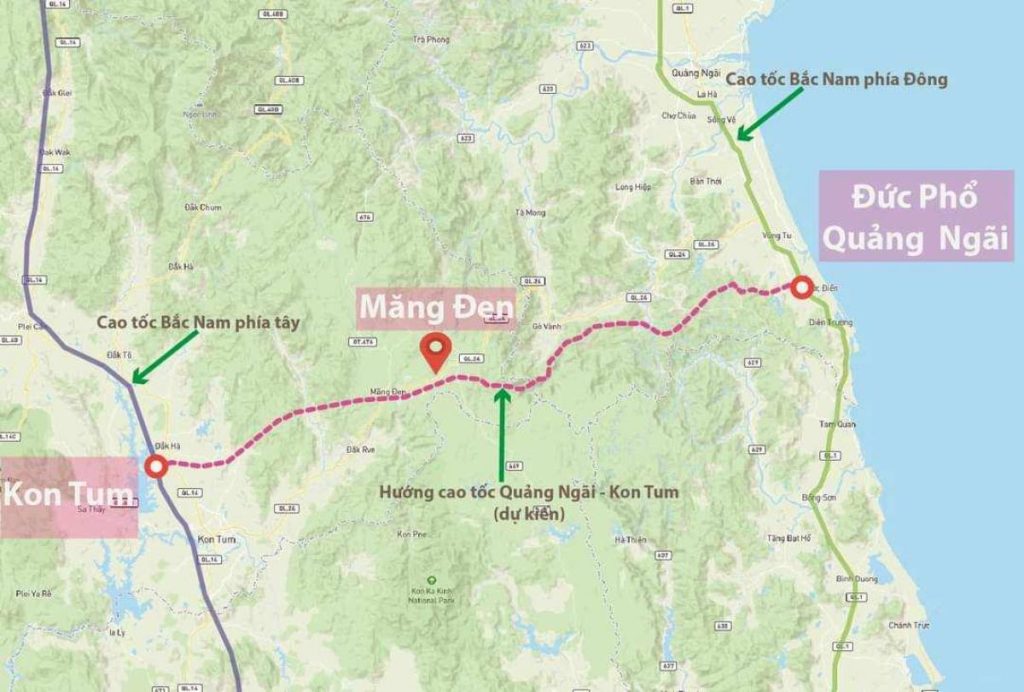 Bản đồ giao thông kết nối từ duyên hải miền Trung lên Măng Đen